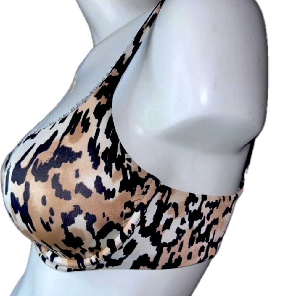 SOMA Mimi Demi Memory Foam Padded Underwire Leopard Cheetah Print Bra Sz 34D NEW